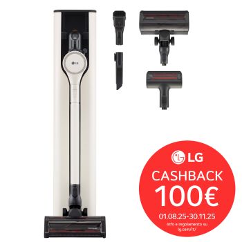 Aspirapolvere CordZero A9T-PRIME1C vista di fronte, inserita nella stazione all-in-one